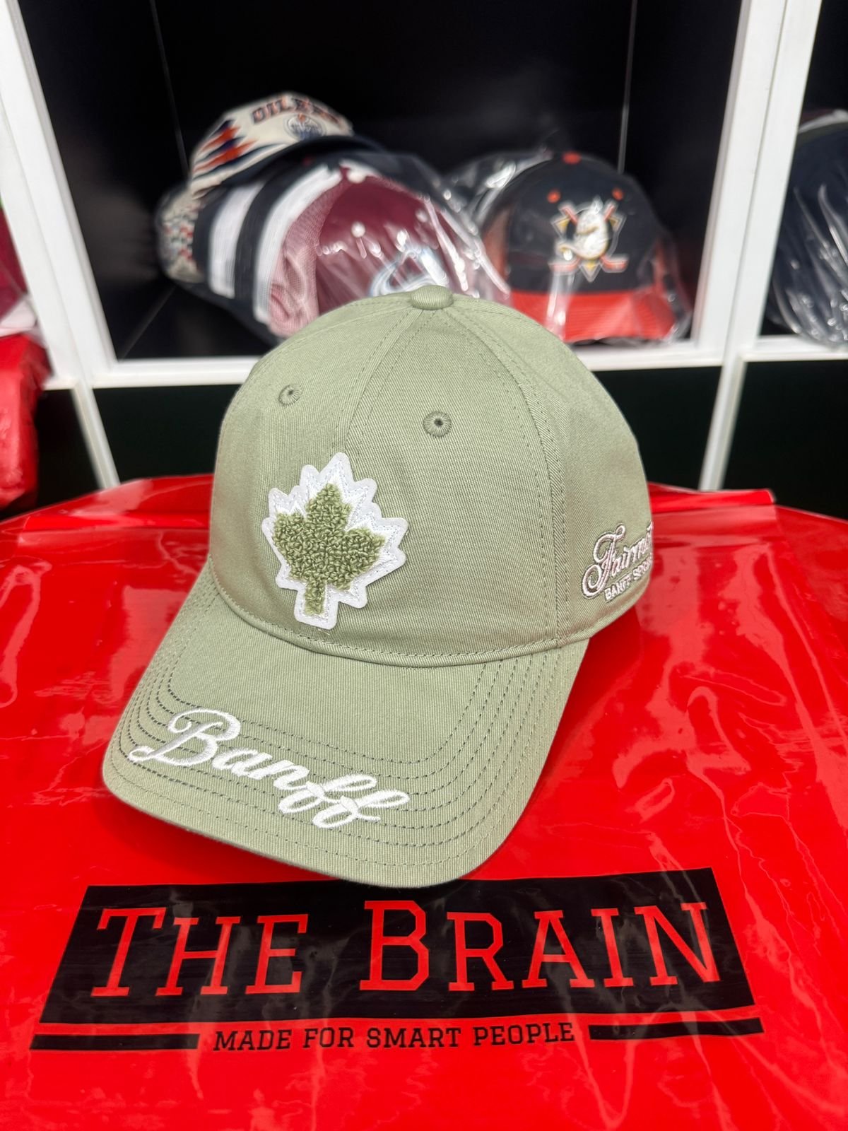 Banff Maple Leaf Embroidered Cap (Olive)